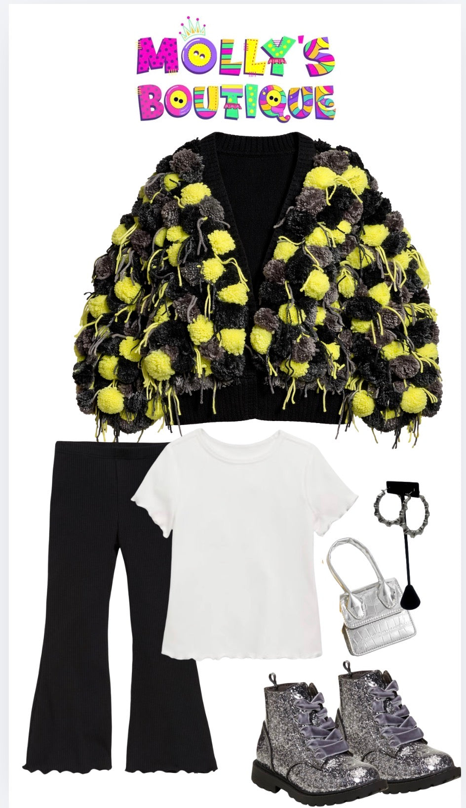 Caution, pompom cardigan