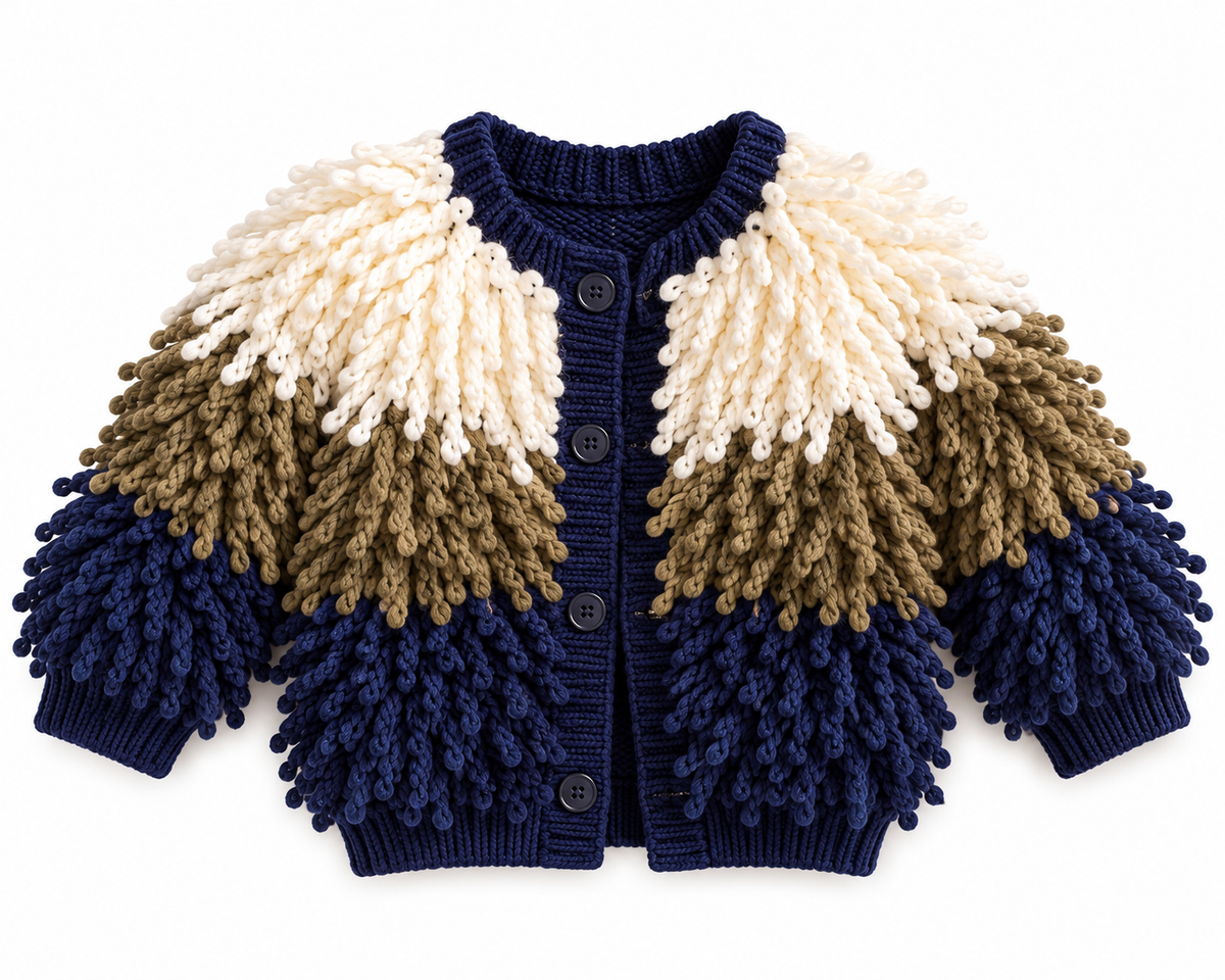 Navy Meadow Shaggy Cardigan