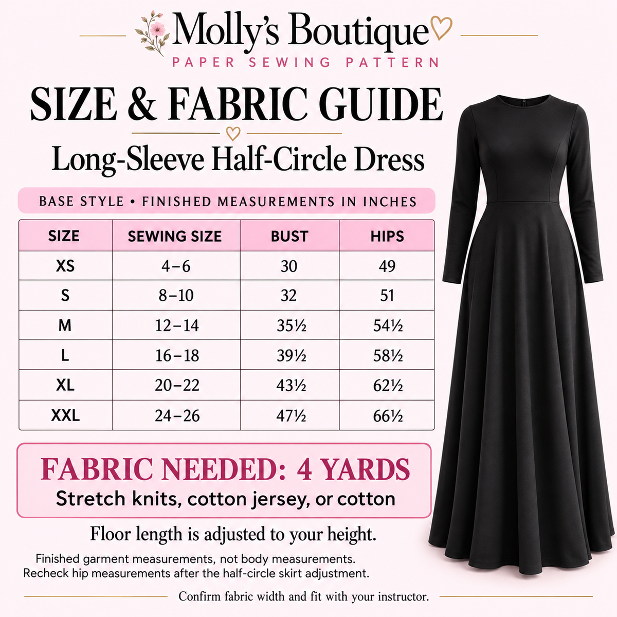 The Graceful Sweep Dress — Hand-Cut Paper Sewing Pattern