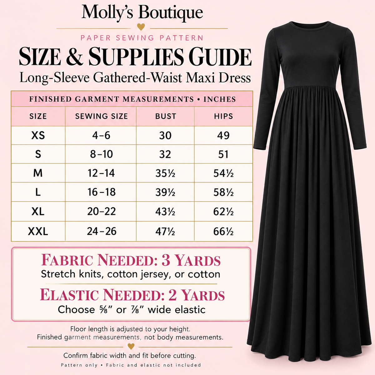 The Timeless Gathered Maxi — Hand-Cut Paper Sewing Pattern