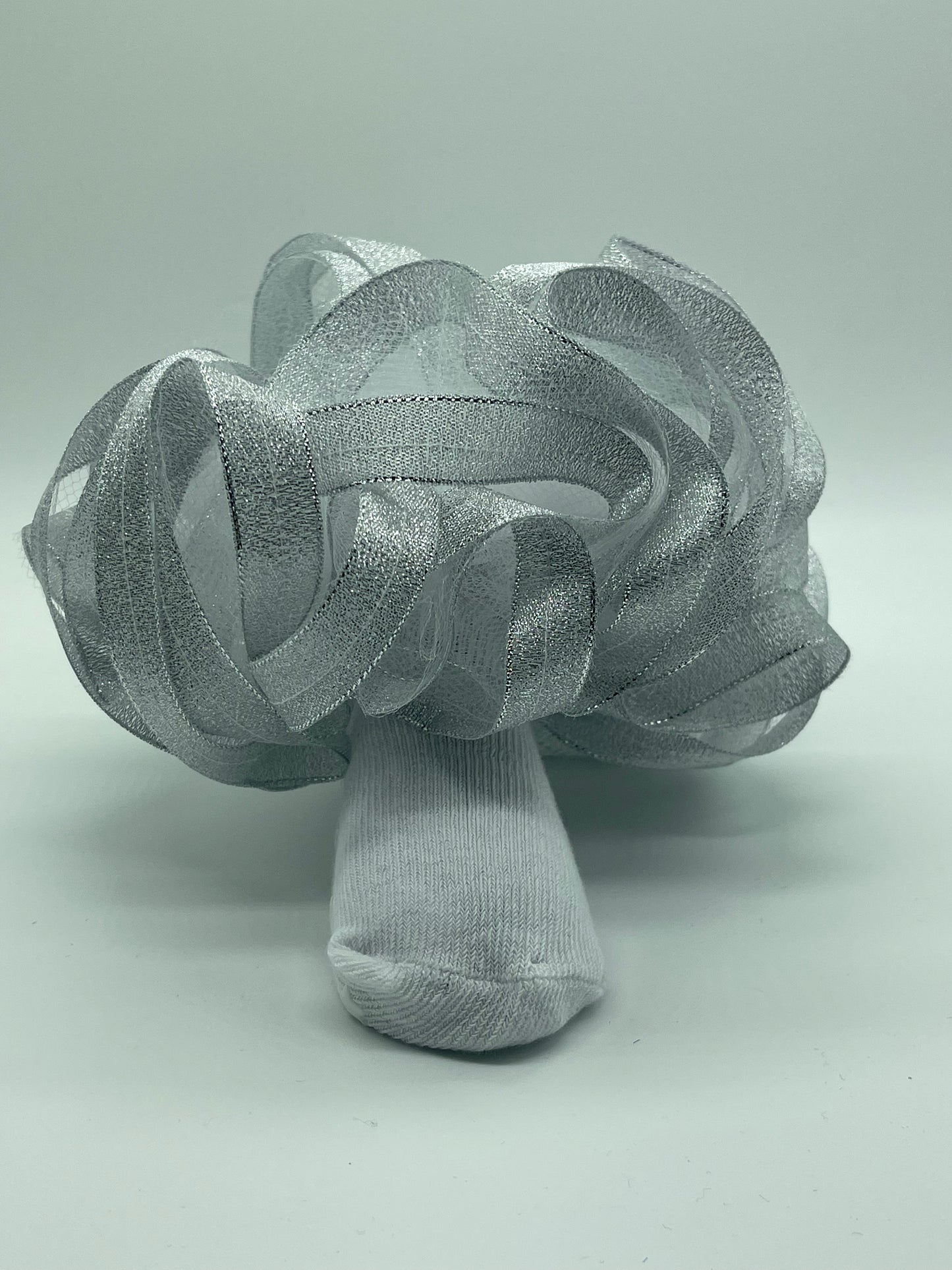 Metallic sliver ruffle socks