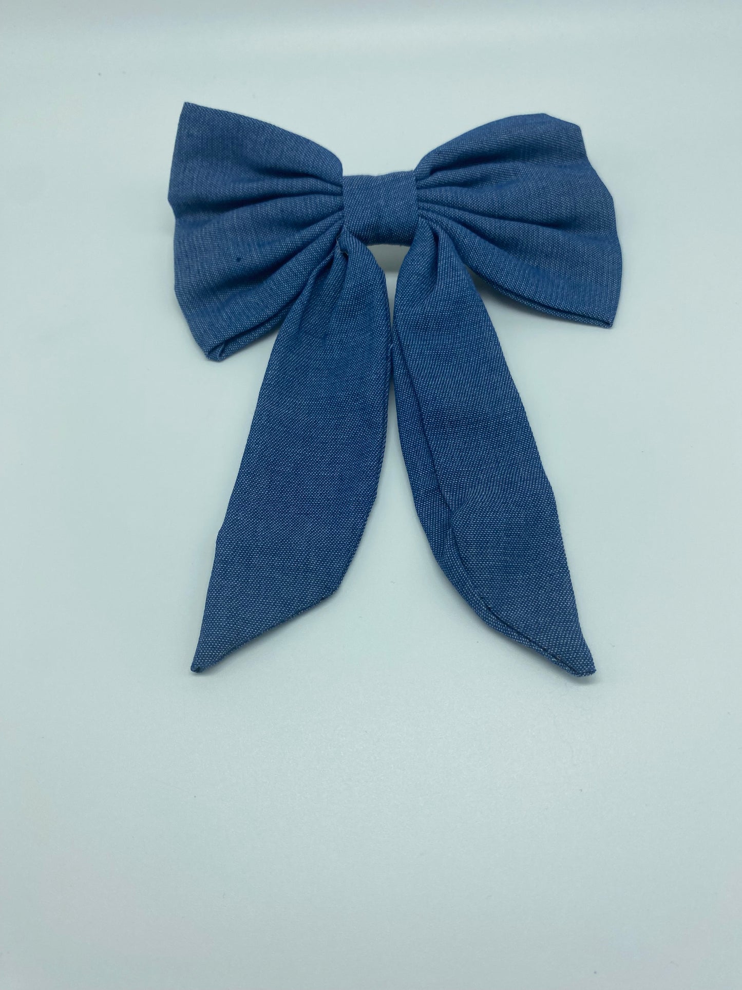 Denim princess hair bow clip