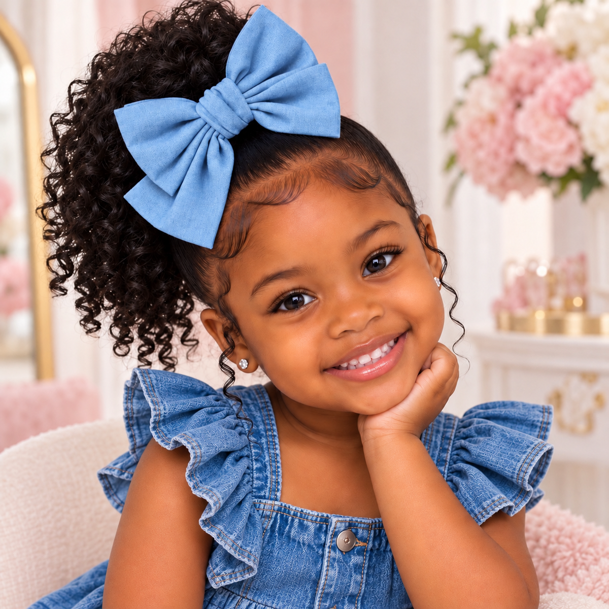 Denim Hair bow clips