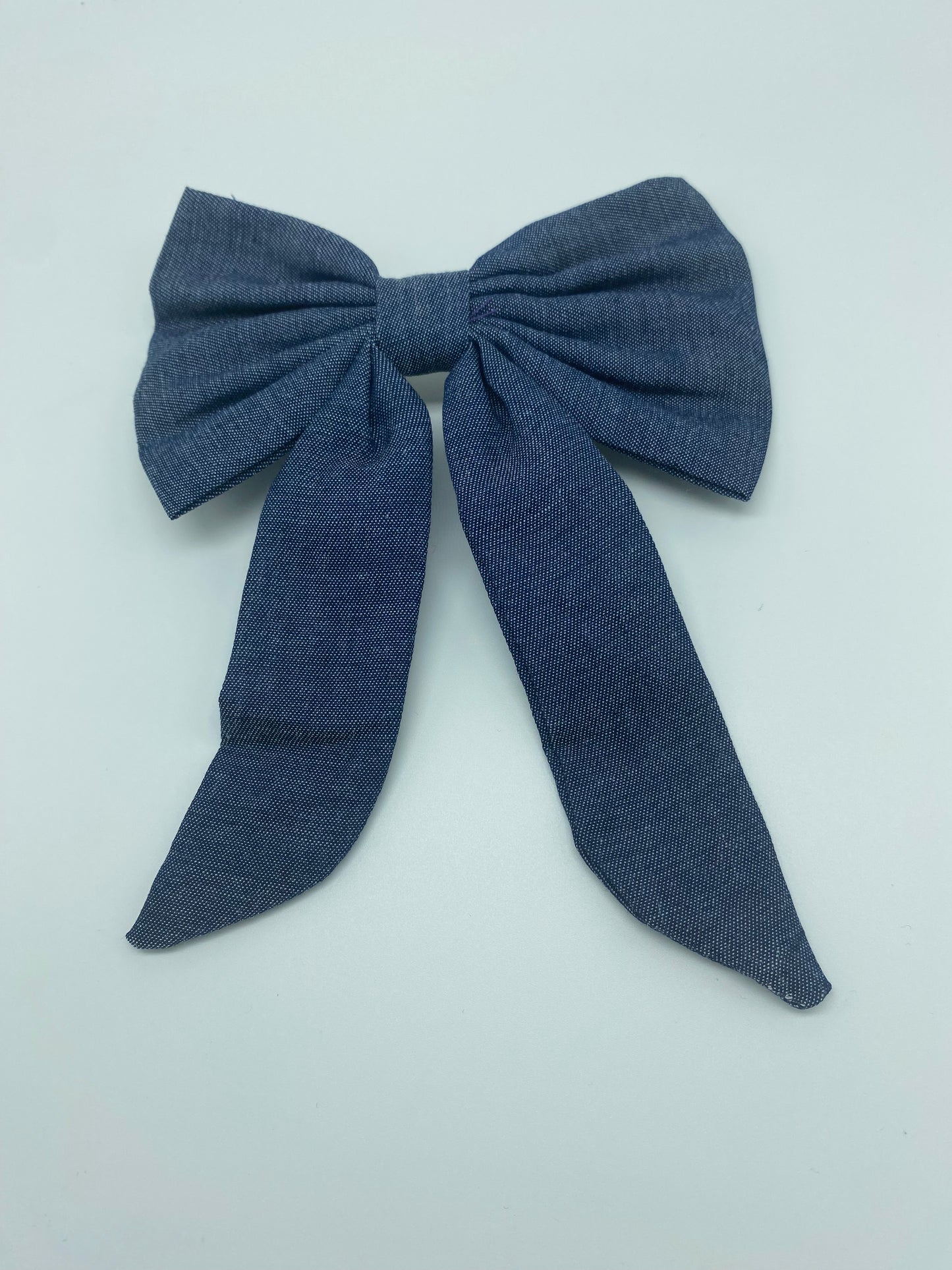 Denim princess hair bow clip