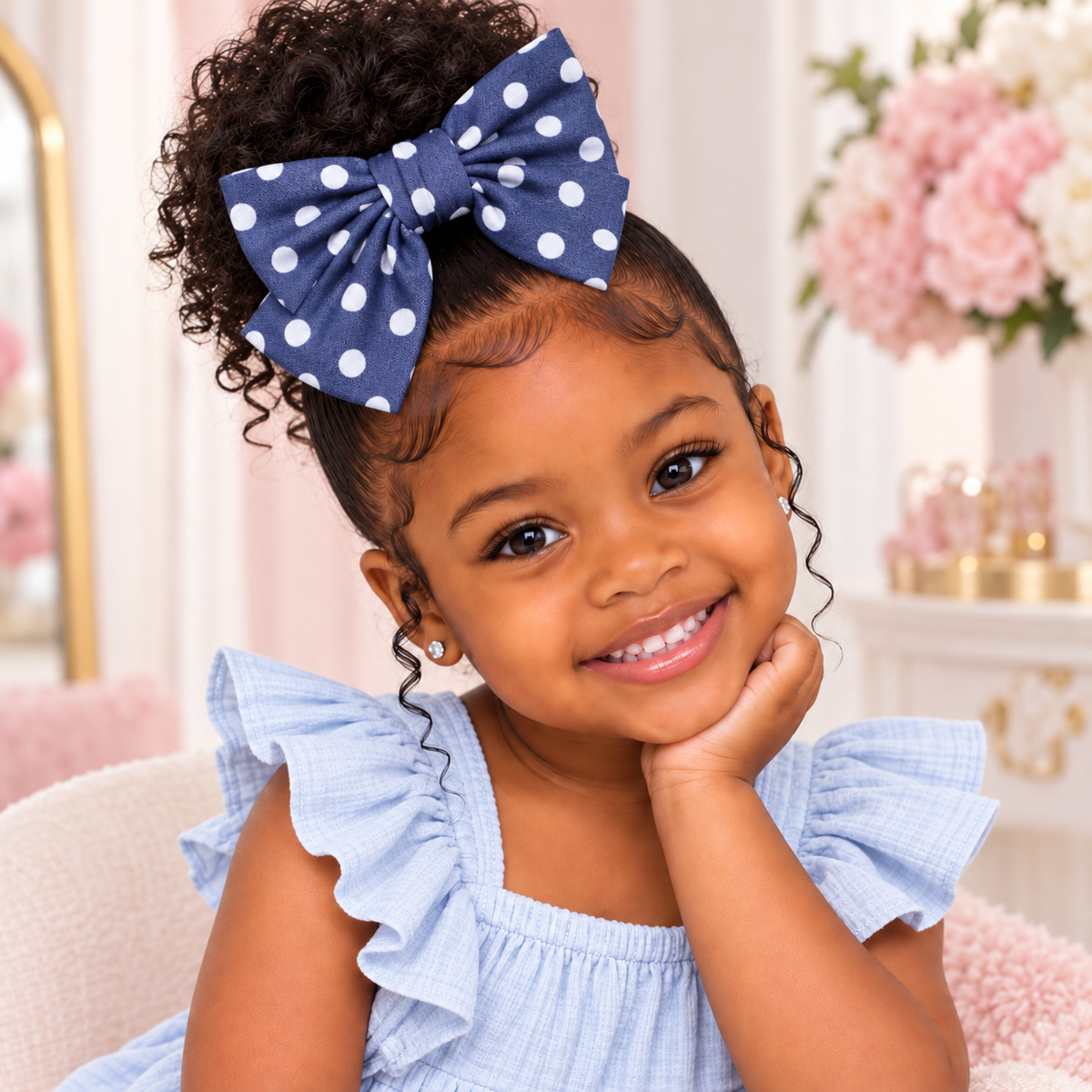 Denim Hair bow clips