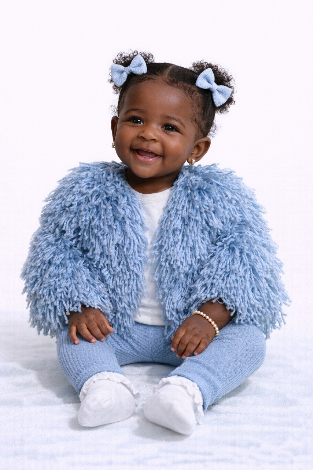Winter blue shaggy sweater