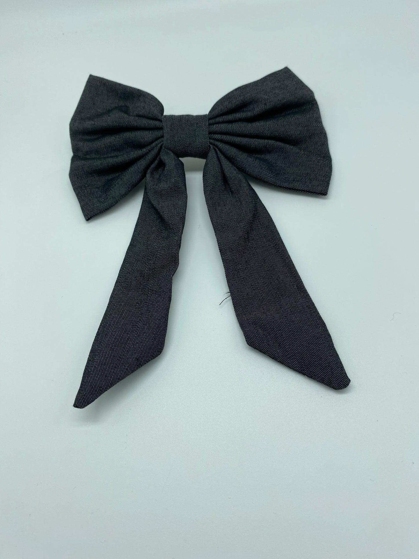 Denim princess hair bow clip