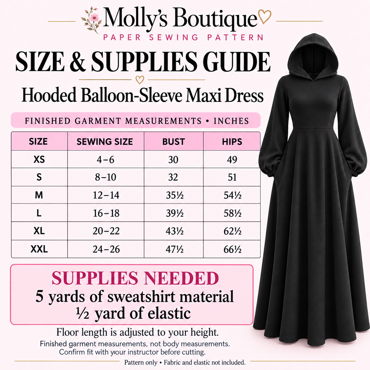 The Everyday Elegance Hooded Maxi — Hand-Cut Paper Sewing Pattern