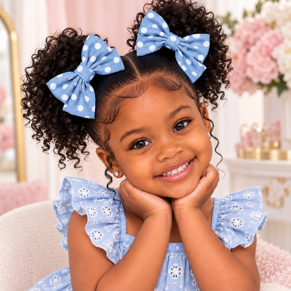 Denim Hair bow clips