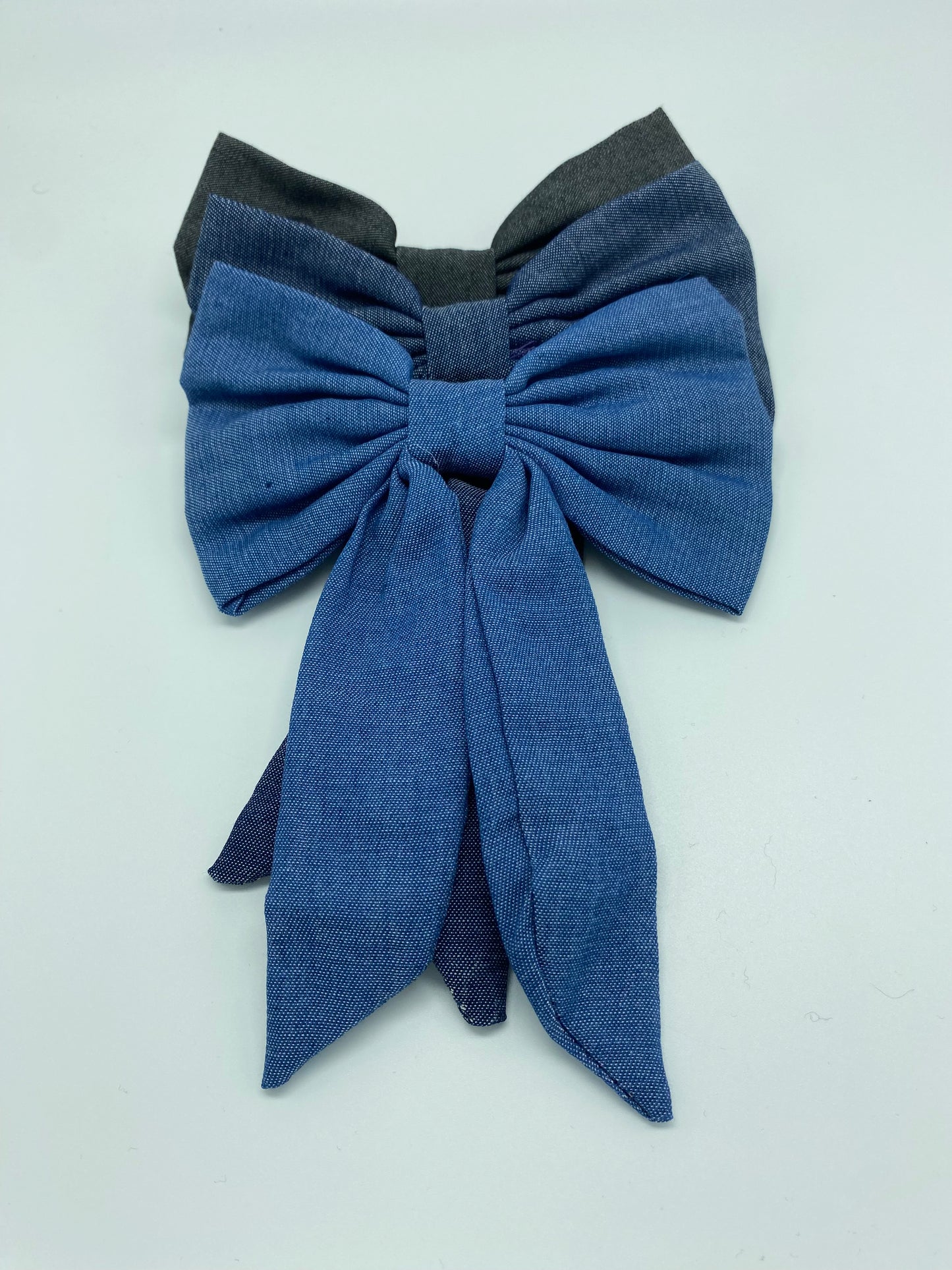 Denim princess hair bow clip