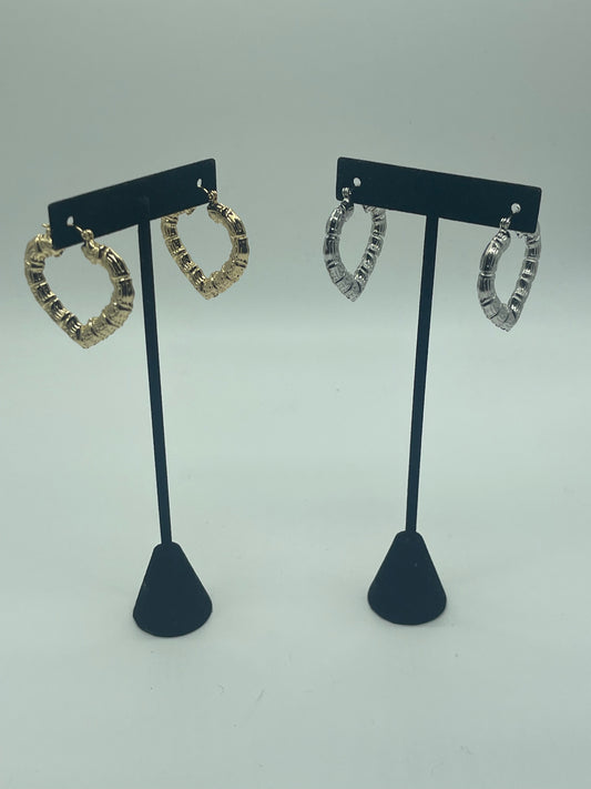 Heart bamboo earrings