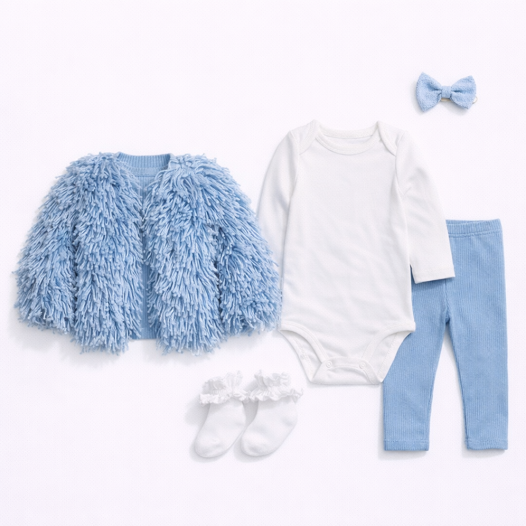 Winter blue shaggy sweater