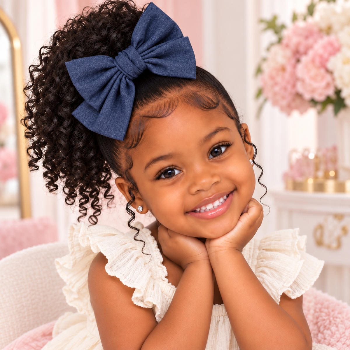 Denim Hair bow clips