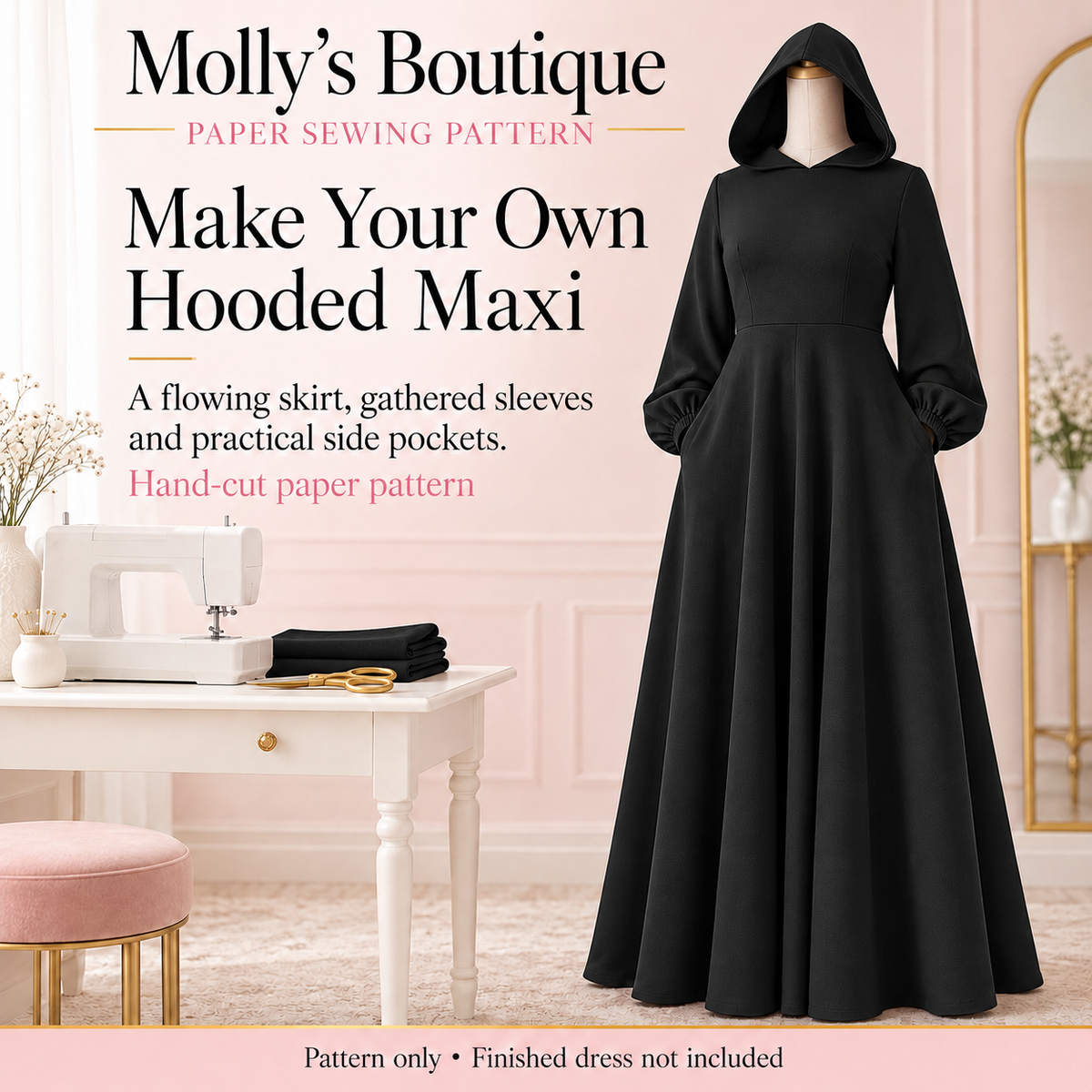 The Everyday Elegance Hooded Maxi — Hand-Cut Paper Sewing Pattern