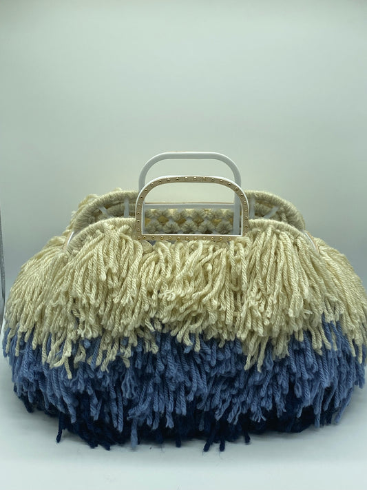 Denim fringe handbag