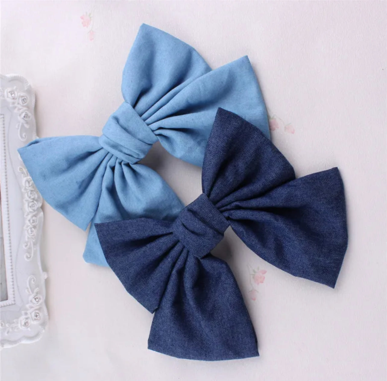 Denim Hair bow clips