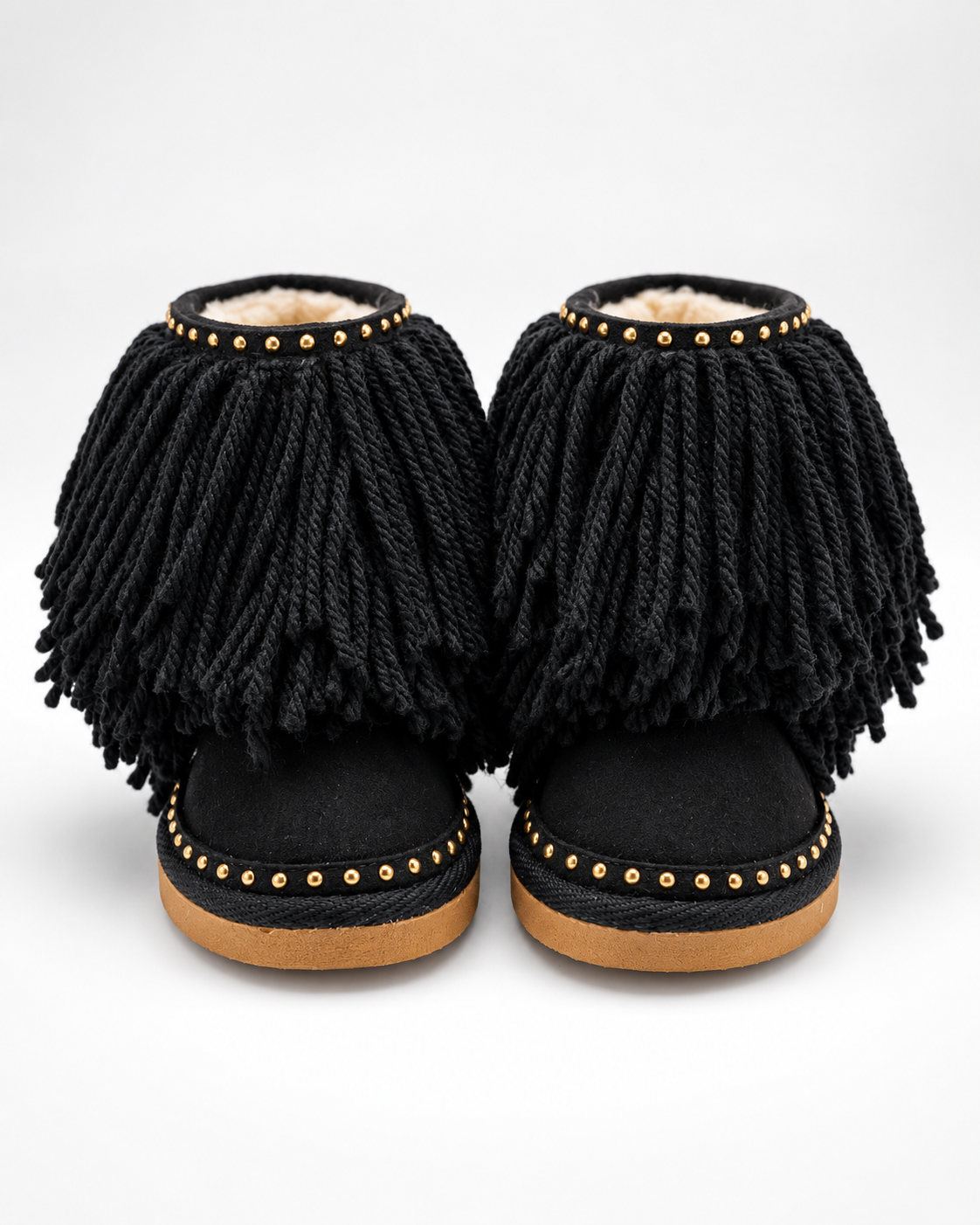 Black shaggy boots