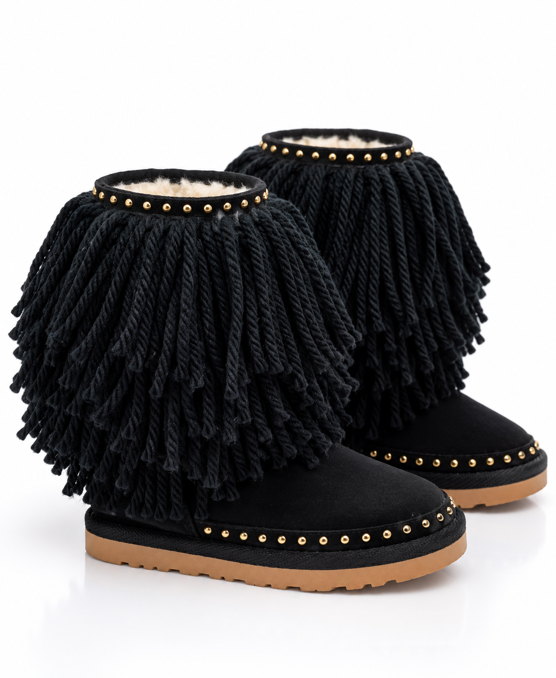 Black shaggy boots
