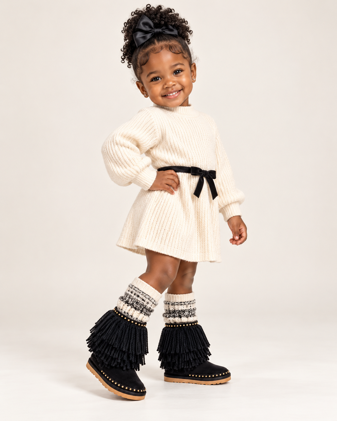 Black shaggy boots