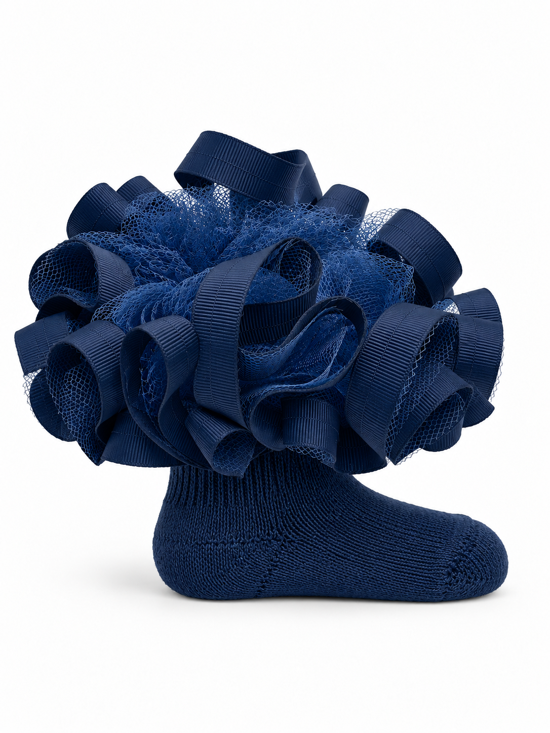 Navy Ruffle Socks