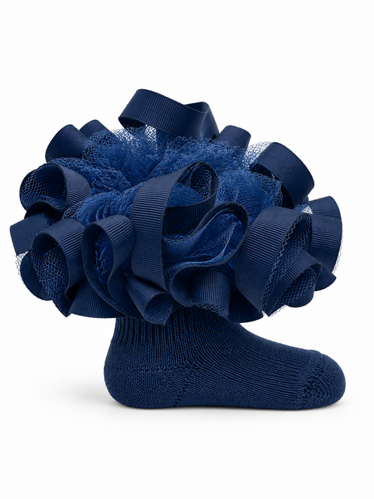 Navy Ruffle Socks