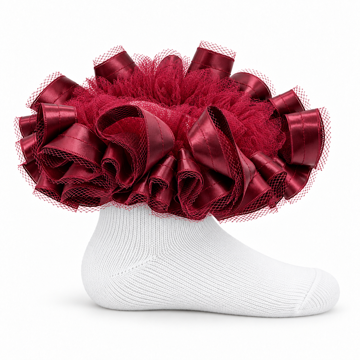 Burgundy Ruffle Socks