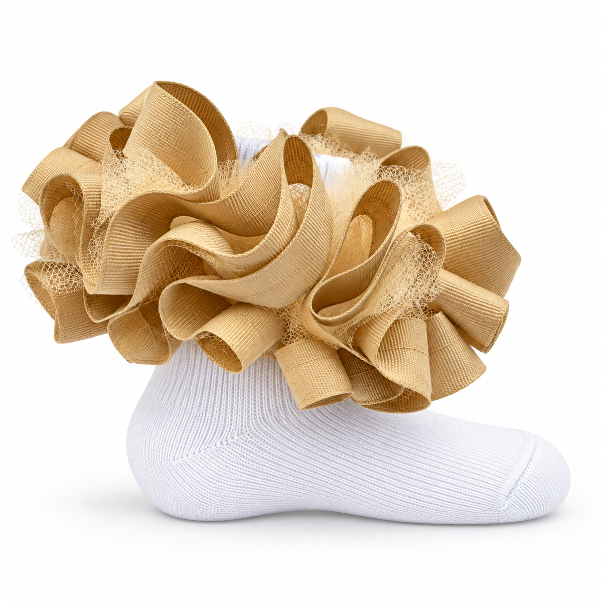 Beige ruffle socks