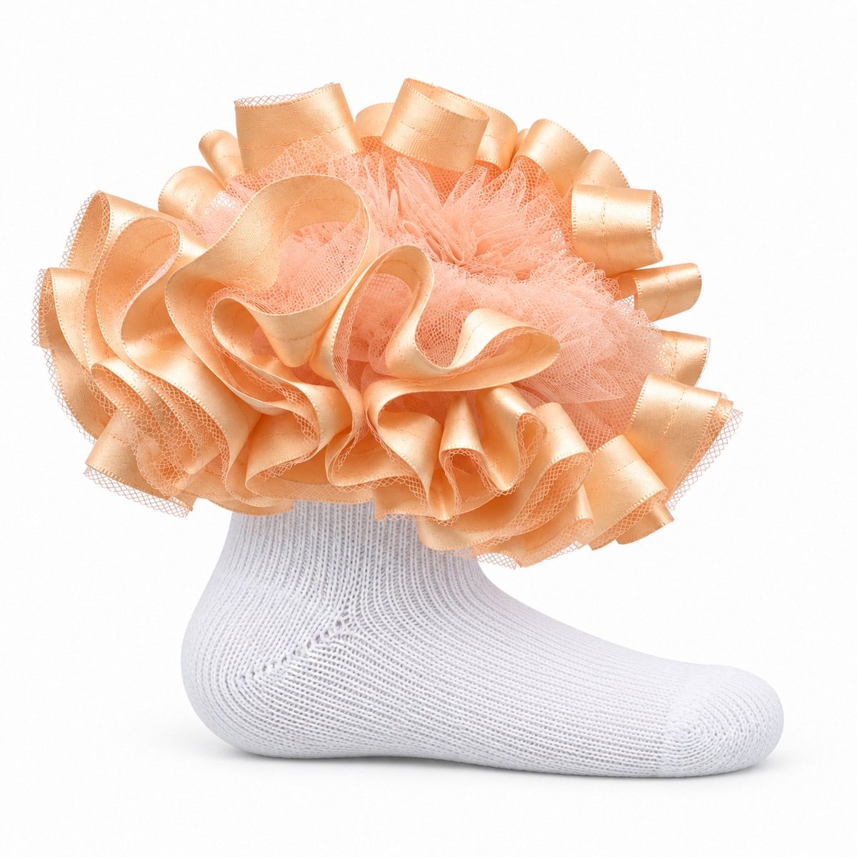 Peach ruffle socks