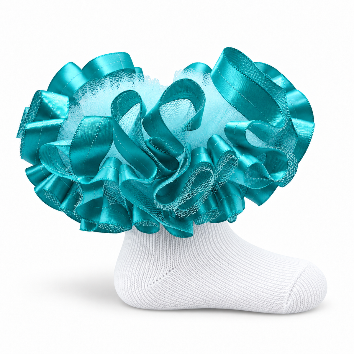 Aqua ruffle socks