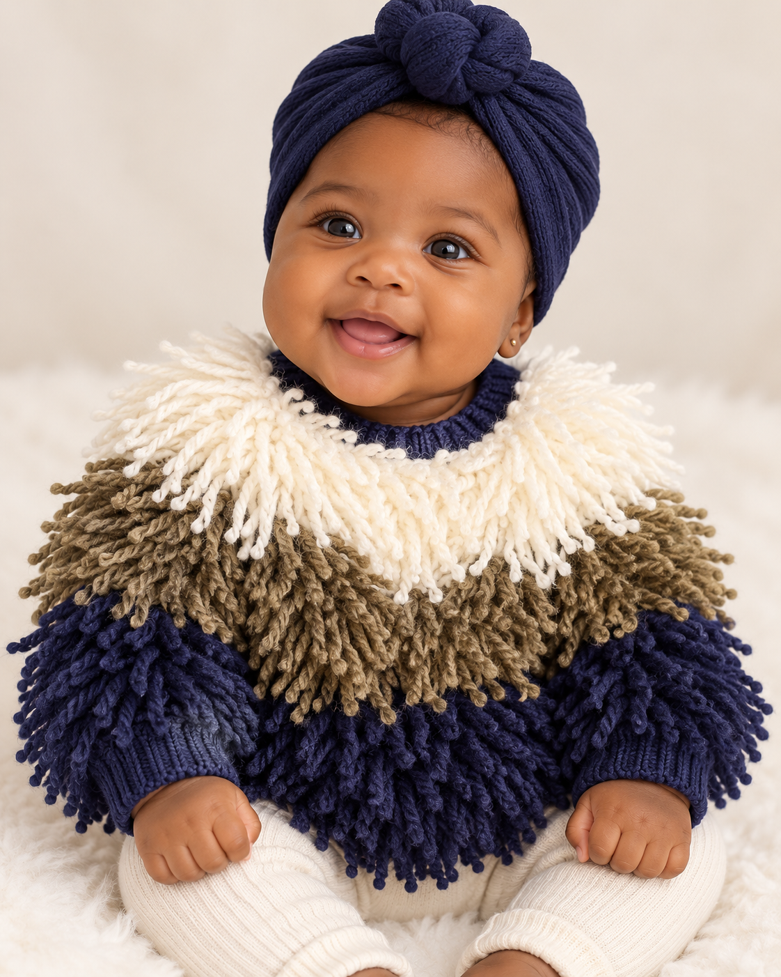 Navy Meadow Shaggy Cardigan
