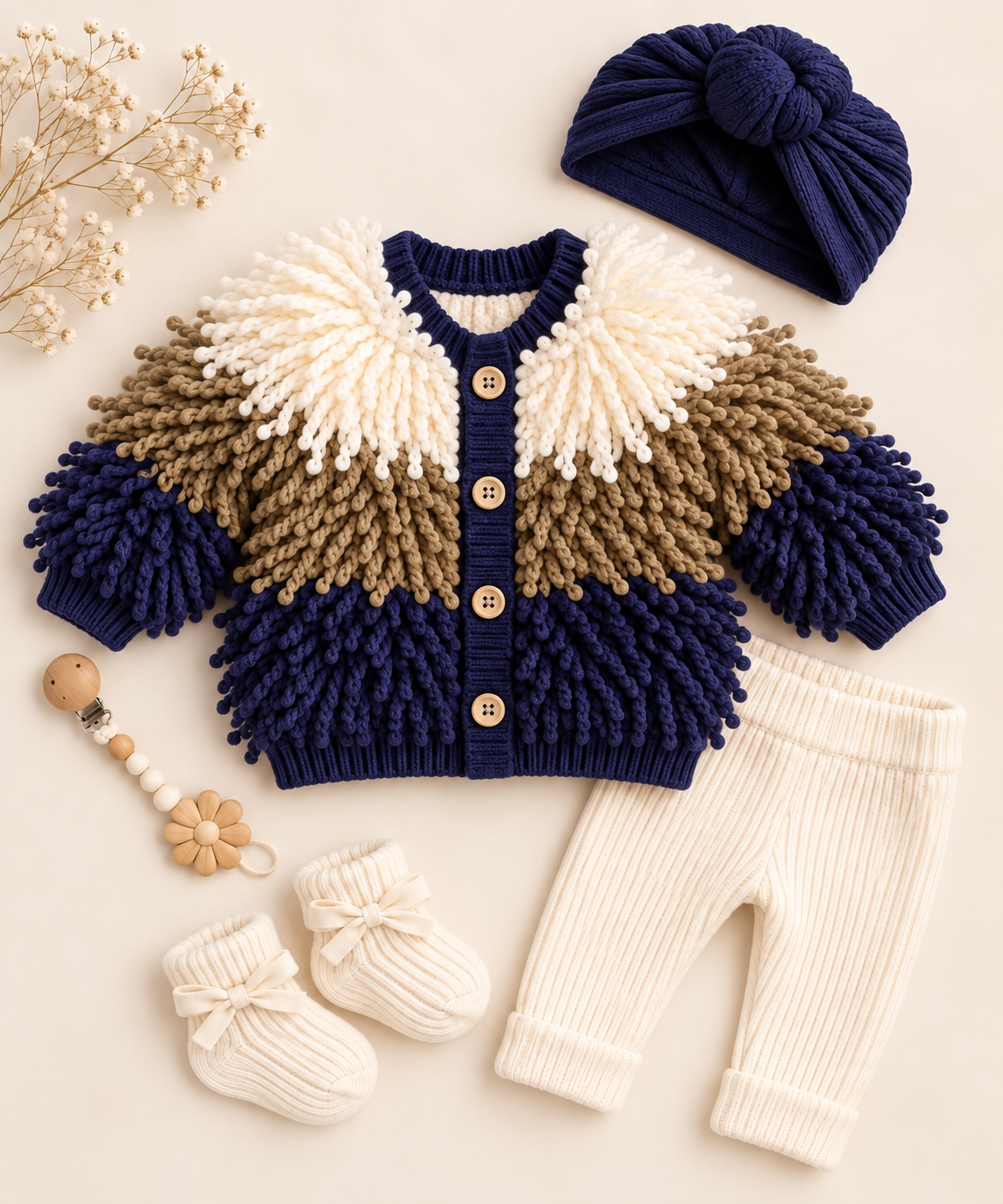 Navy Meadow Shaggy Cardigan