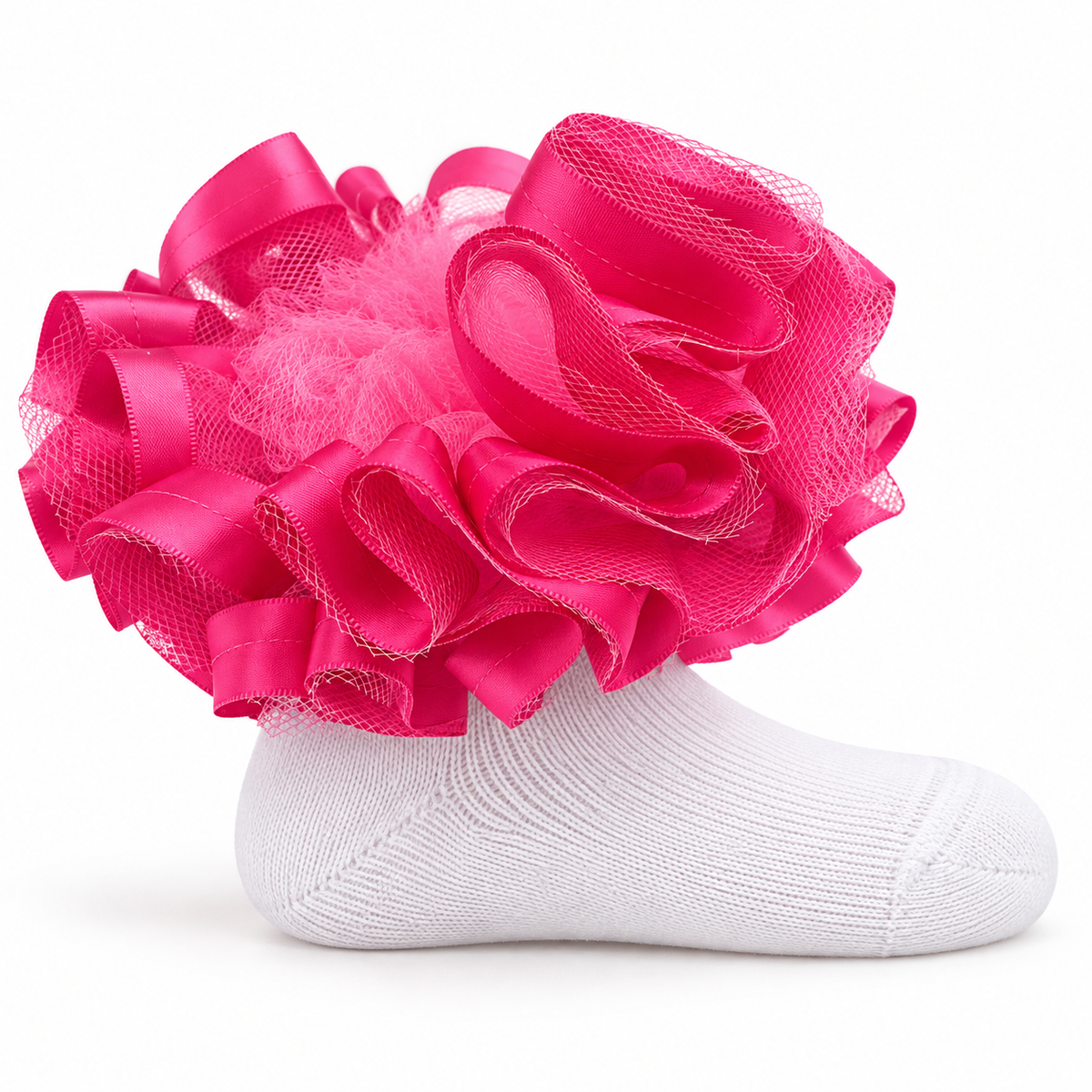 Shocking pink Ruffle socks