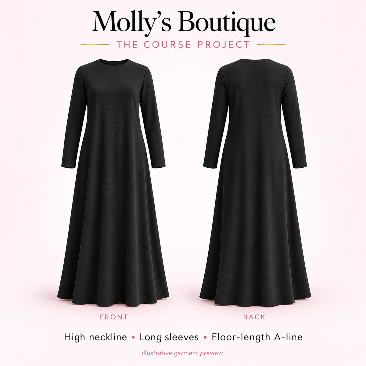 Molly’s Boutique Modest A-Line Dress — Hand-Cut Paper Sewing Pattern