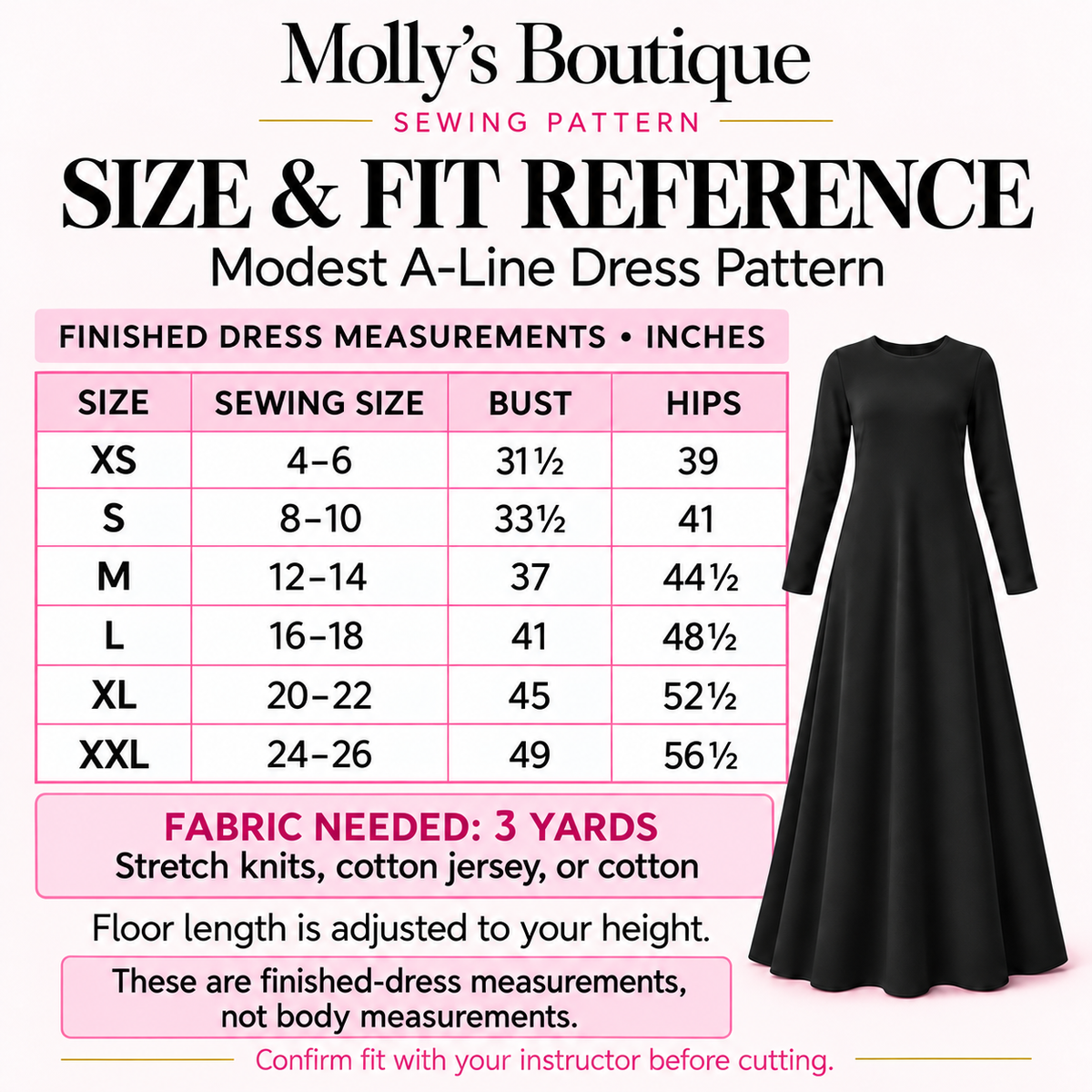 Molly’s Boutique Modest A-Line Dress — Hand-Cut Paper Sewing Pattern