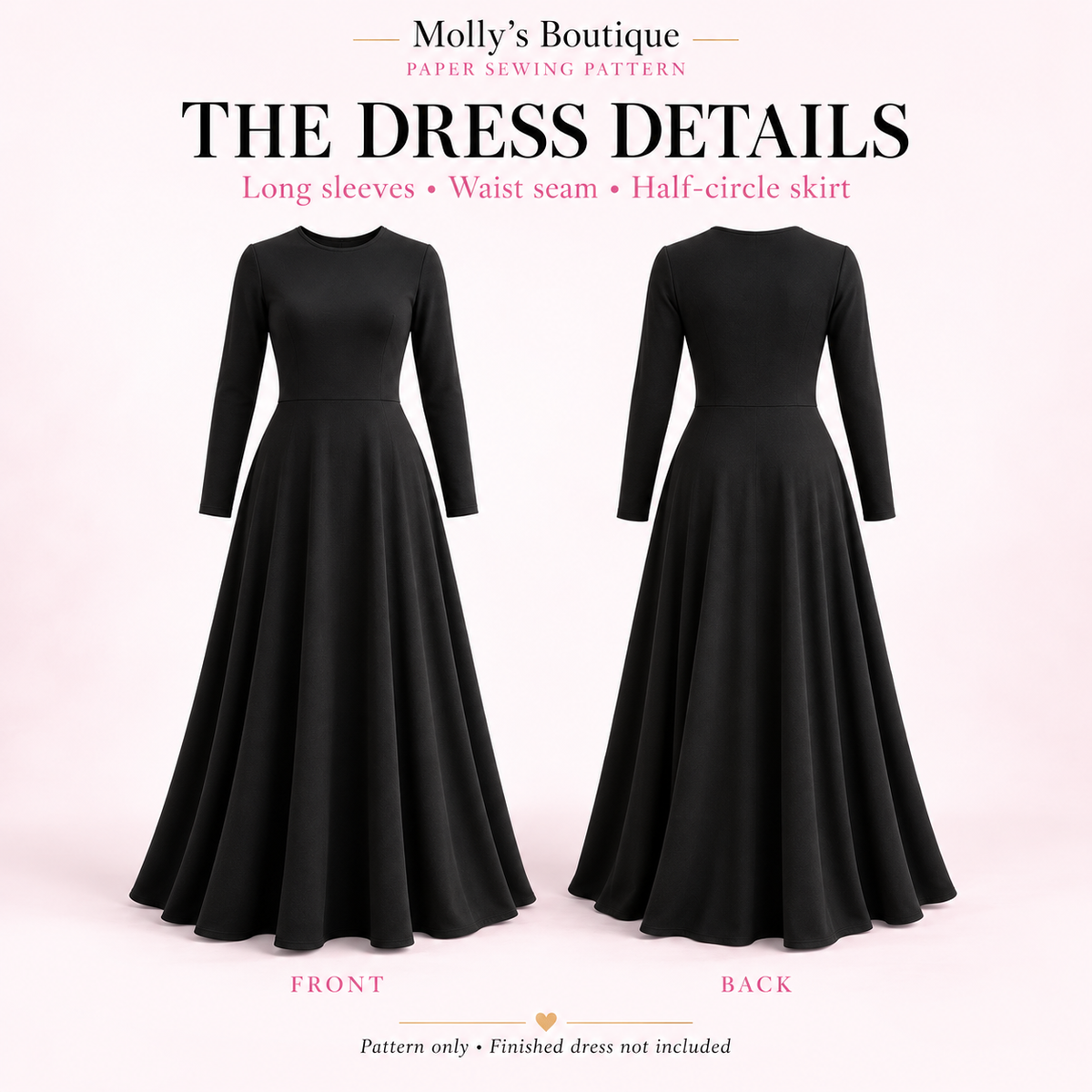 The Graceful Sweep Dress — Hand-Cut Paper Sewing Pattern