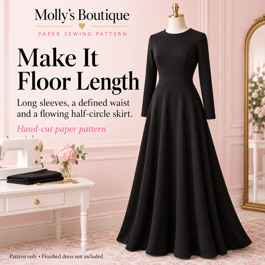 The Graceful Sweep Dress — Hand-Cut Paper Sewing Pattern