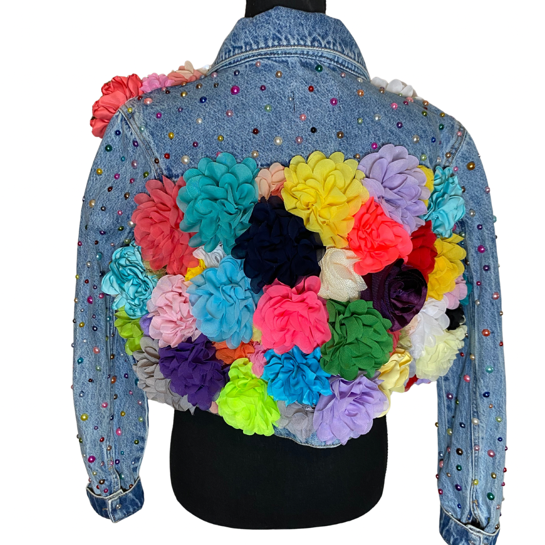 Flowers & Pearls Jean jacket