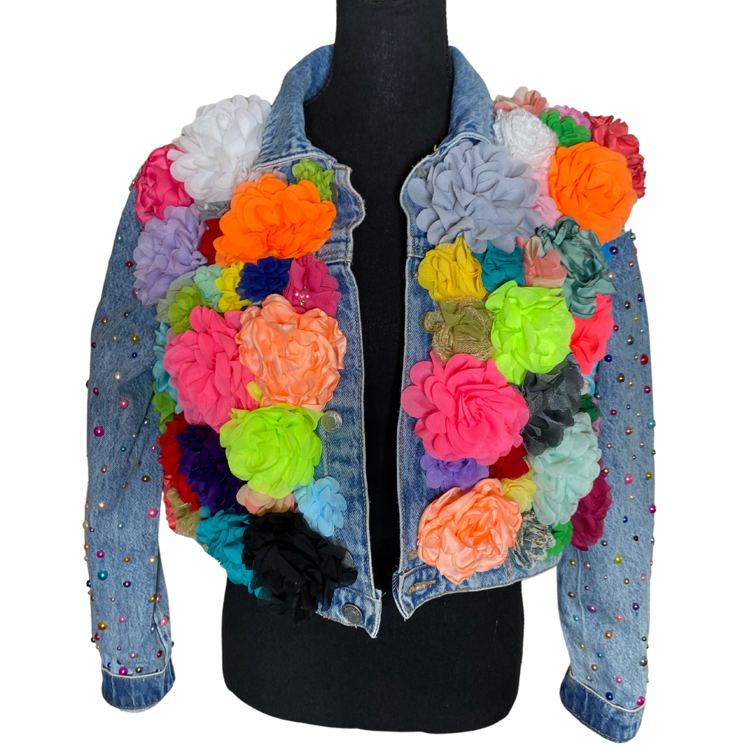 Flowers & Pearls Jean jacket