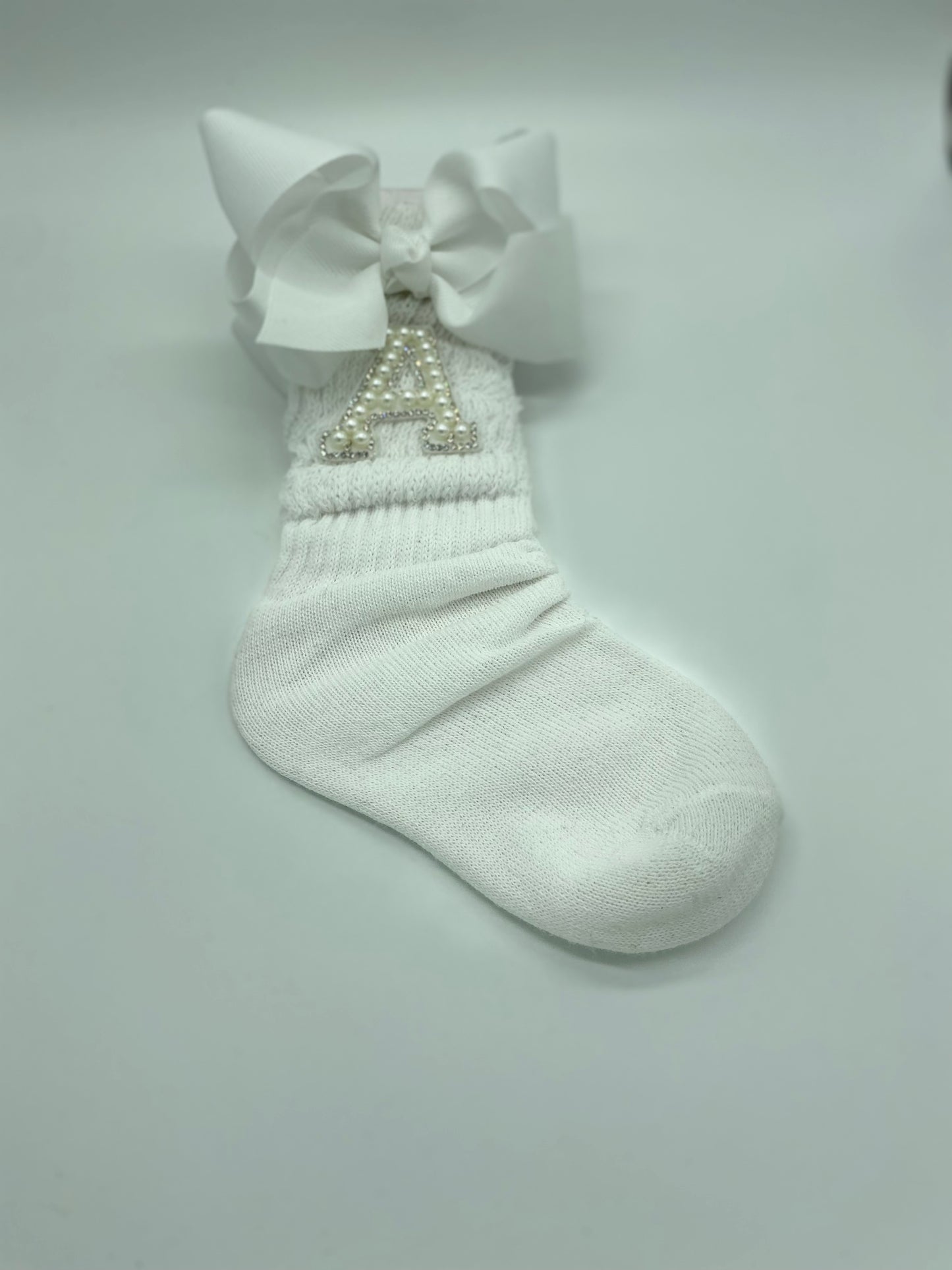 White Initial slouch socks