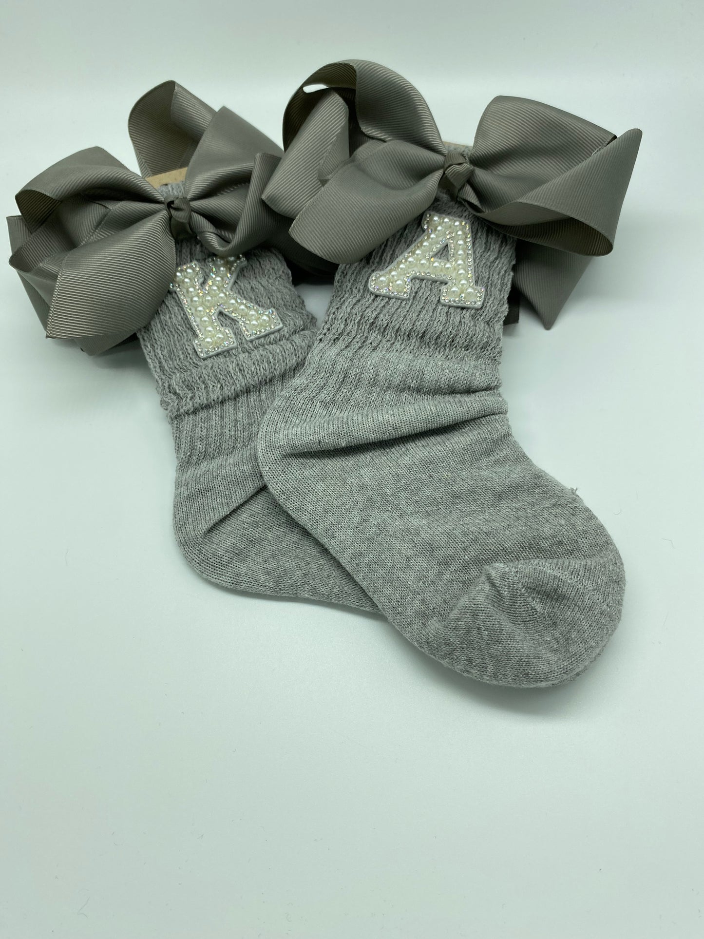 Gray Initial slouch socks